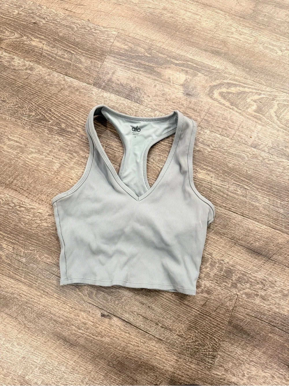 Alo Ribbed Racerback Cropped Tank - Slate/ Blue Gray